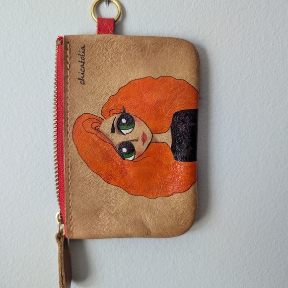 Chicatolia coin purse with crossbody bag hand painted A1-1018 - Picture 2 of 6